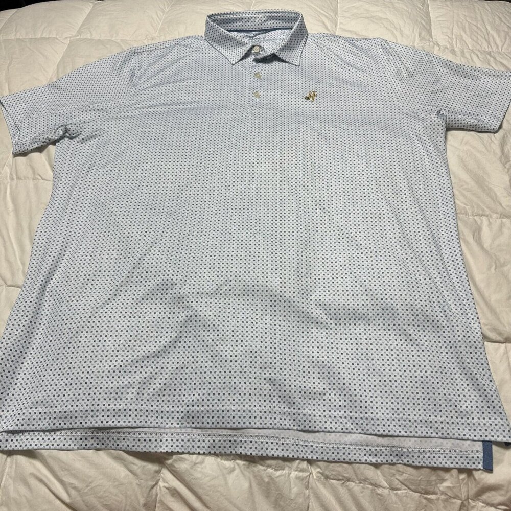Johnnie O Polo Shirt Men's XXL Blue Golf Print 2X Harvester Golf Club IA